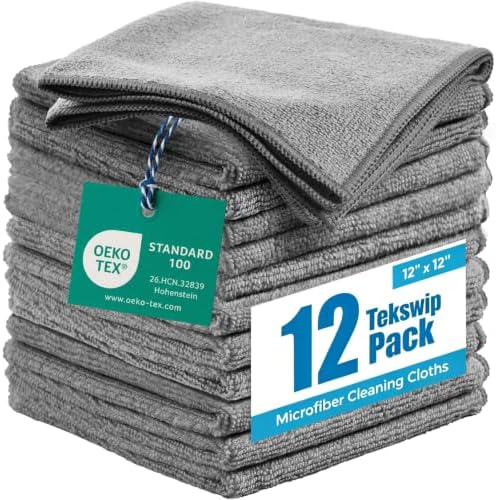 Microfiber Cleaning Cloth, 12 Pack by Tekswip