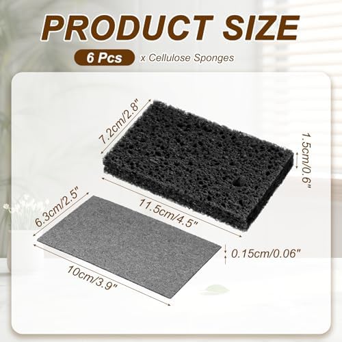 uxcell 6Pcs Cellulose Sponges, Square Kitchen Clean Sponges Non-Scratch - Image 2