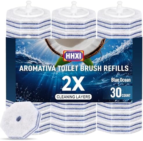 30Ct Aromative Toilet Brush Refills, Double-Layer Cleaning Pads Added, by Unknown