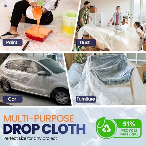 12 Pack 12 x 9 ft Extra Large Plastic Drop Cloth - Image 4