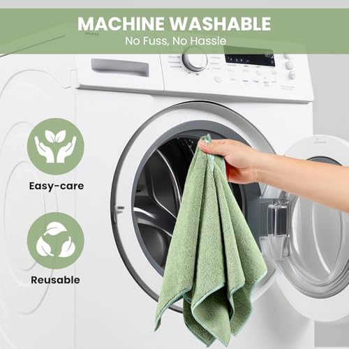 SIFANGKE Microfiber Cleaning Cloth, 12 Pack Green Cleaning Rags - Image 7