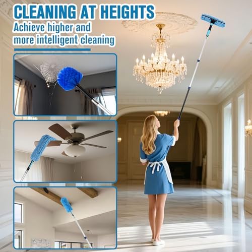 Upgraded Electrostatic Ceiling Fan Duster, 5-12FT Telescopic Pole Ladder-Free - Image 5