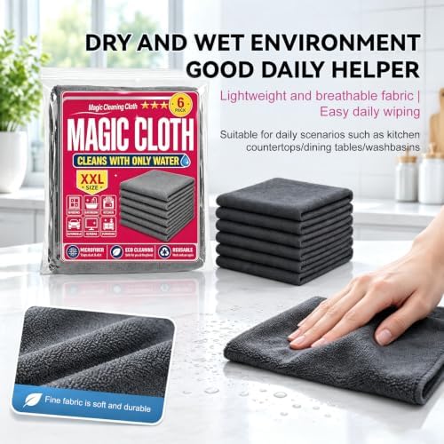 6 Pack Magic Cleaning Cloth, Microfiber Magic Cloths, - Image 5