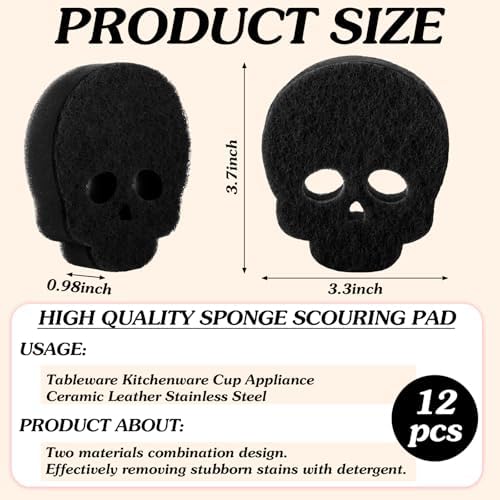 Tioncy 12 Pack Halloween Skull Kitchen Sponges - Image 3