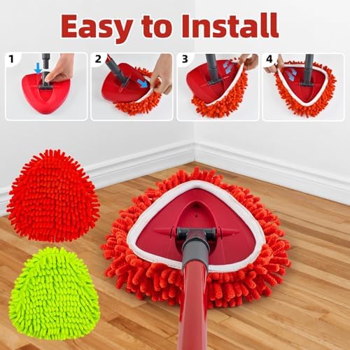 6 Packs Mop Head Replacements & 4-Section Spin Mop Handles - Image 5