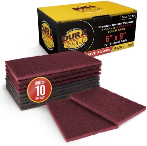 Dura-Gold Premium 6" x 9" Scuff Pads, 5 Each Maroon General Purpose & 5 by Dura-Gold