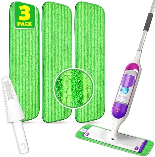3 Pack 18 inch Reusable Microfiber Mop Pads, by BEFANTY