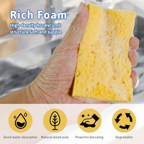 6 PCS Multi-Use Cellulose Kitchen Sponges Compressed Cellulose Sponges - Image 5