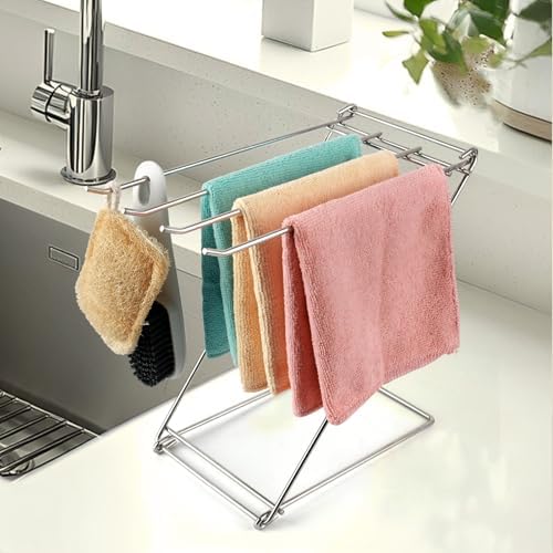Kitchen Towel Holder Stand, 4-Arm Dish Towel Holder Countertop Towel Drying Rack by SeropyDirect