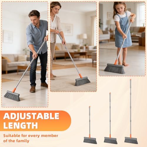 Broom and Dustpan Set, 51 inch Long Adjustable Handle Angle Broom and Dustpan - Image 4