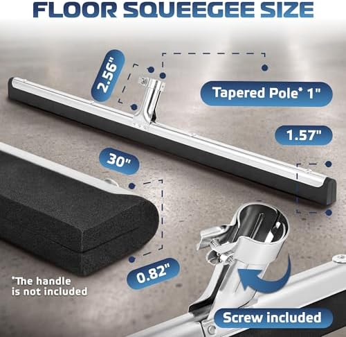 DSV Standard Uneven Surface Floor Squeegee 30’’, Double Foam Blade Garage - Image 2