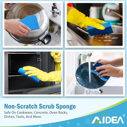 AIDEA Sponges Kitchen-240Count, Non Scratch Scrub Sponge, Dish Sponges - Image 4