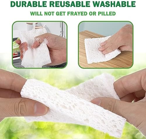 12 Pack White Soft Natural Plant Based Compressed Cellulose Sponges - Image 4