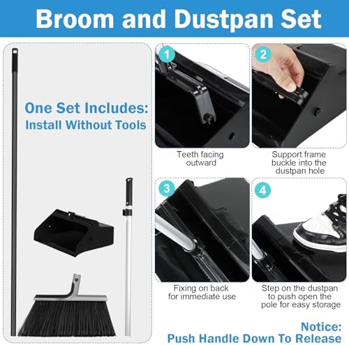 Lallisa 4 Pack Commercial Broom and Dustpan Combo Set 53.15" - Image 3