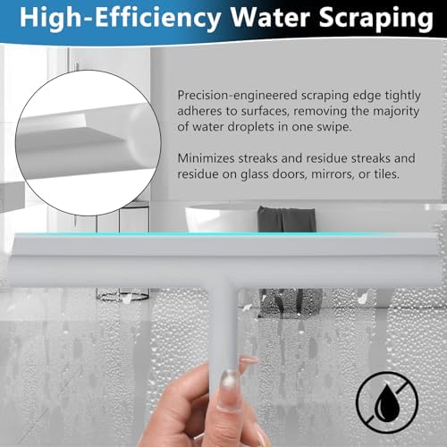 Shower Squeegee for Glass Doors, Full Silicone Jacketed Squeegee - Image 4