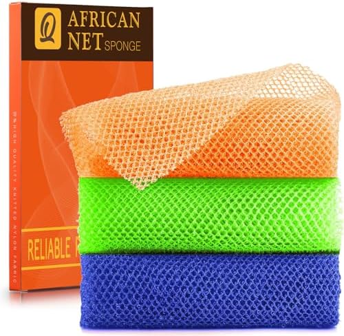 UJFQBH 3 Pieces African Bath Sponge African Net Long Net Bath Sponge by BuyNow