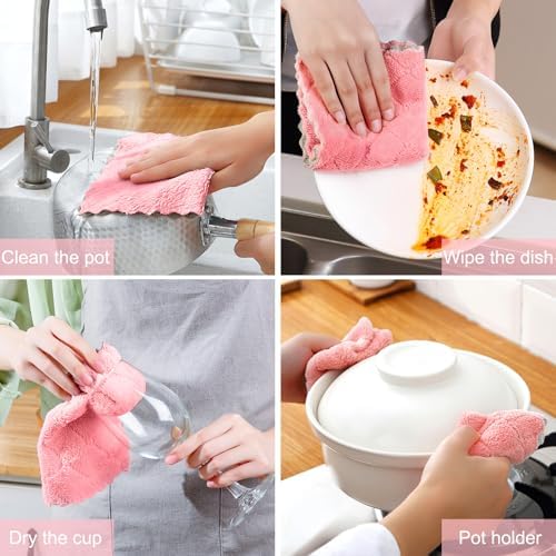 12 Pack Kitchen Dish Towels, 12x12 Microfiber Cleaning Cloths - Image 6
