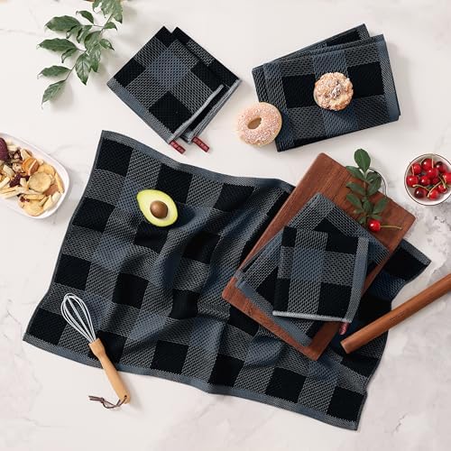 Homaxy 100% Cotton Kitchen Towels and Dishcloths Set of 8 - Image 2