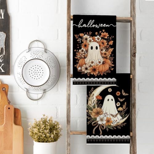 Artoid Mode Black Ghost Moon Halloween Kitchen Towels Set of 2 18x26 Inch - Image 3