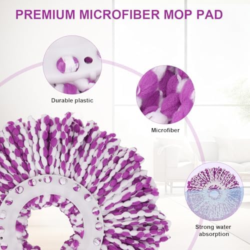 Spin Mop Replacement Heads, 6.3 Inch Microfiber Mop Refills - Image 4