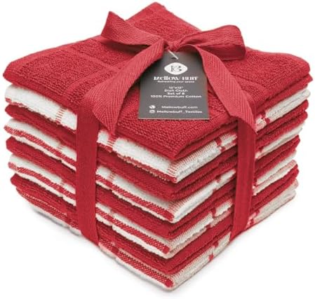 100% Cotton Terry Dish Cloth & Dish Towel, 8 Pack, Super Soft and Absorbent by Ecotribe