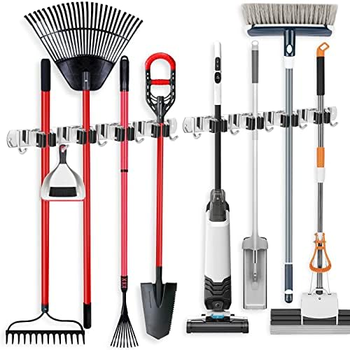 IMILLET 2 Pack Broom Holder Wall Mount Stainless Steel Mop Organizer by IMILLET