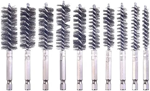 10 Pcs Bore Brush for Drill, Drill Wire Bore Brush, Stainless Steel Bore Brush by WENORA