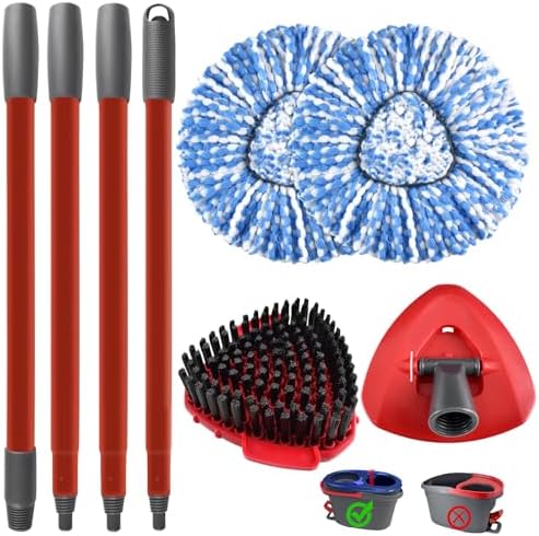 Spin Mop Handle, Replace Head, Scrub Brush Head and Base by CleanEasyLiveBreezy