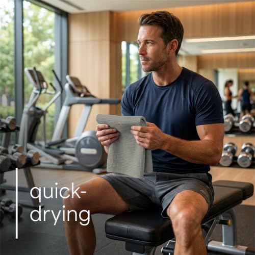 S&T INC. Microfiber Gym Towels, 3 Pack, Honeycomb Grey - Image 4