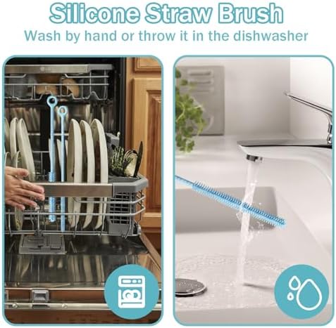 2Pcs Silicone Straw Cleaner Brush. Extra Long 12.6In Reusable Straw Brush - Image 5