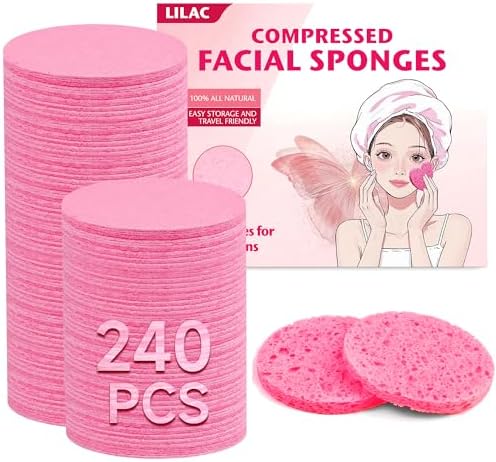 240 Count Compressed Facial Sponges 100% Natural Cellulose Eco-Friendly Makeup by LILAC