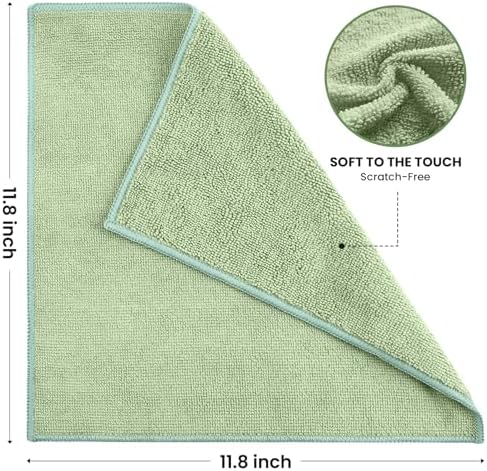 SIFANGKE Microfiber Cleaning Cloth, 12 Pack Green Cleaning Rags - Image 2