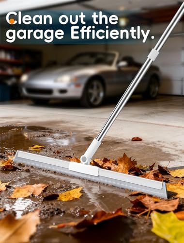 Floor Squeegee Broom with Long Handle, Heavy Duty Rubber Squeegee Kit, Scrubber - Image 3