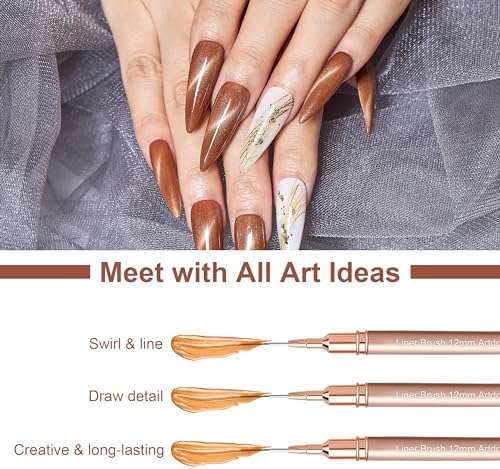 Artdone Metallic Nail Art Pens, Liner Brushes Set - Image 5