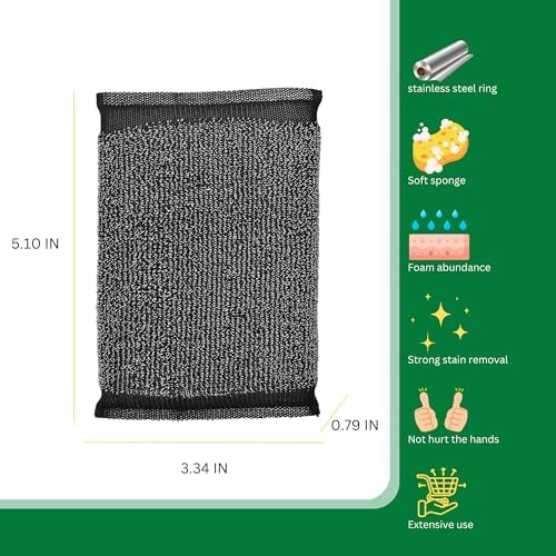 Steel Wool Scrub Sponges, Non Scratch Kitchen Dish Scrubbers - Image 2