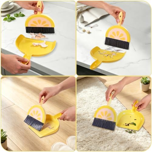 1 Set Small Broom Brush & Dustpan Set Table Cleaning Lemon - Image 5