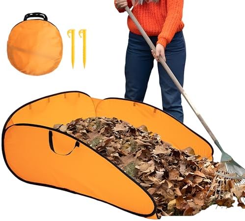 140 Gallon Pop up Leaf Collector, Foldable Lawn Leaf Dustpan Bag Tool by LFUTARI