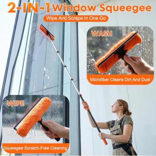 Window Washing Kit with Extension Pole 20FT, Squeegee - Image 5