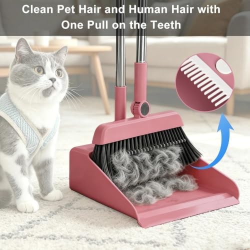 Pink 3-in-1 Broom and Foldable Dustpan Set - Image 3