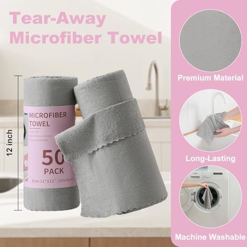 Jessy Home 2 Roll Reusable Paper Towels, 100 Sheets Tear Away Microfiber - Image 3