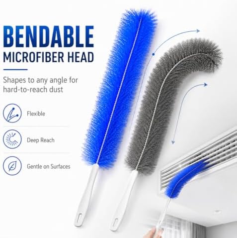 Bendable Microfiber Head, Reusable Dust Remover Fan Cleaning Brush - Image 2