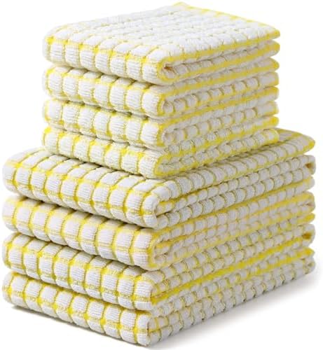 Homaxy Cotton Terry Kitchen Towels and Dishcloths Set of 8 by Homaxy