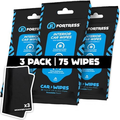 Fortress Car Interior Cleaner Wipes, Microfiber Cloth by Fortress