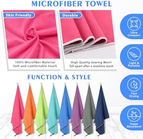 HOEAAS 2 Pack Microfiber Camping Towels, Quick Dry Towel, Super Absorbent Ultra - Image 5