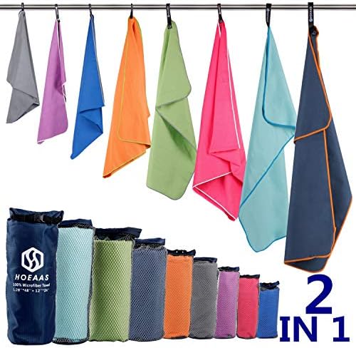 HOEAAS 2 Pack Microfiber Camping Towels, Quick Dry Towel, Super Absorbent Ultra by HOEAAS