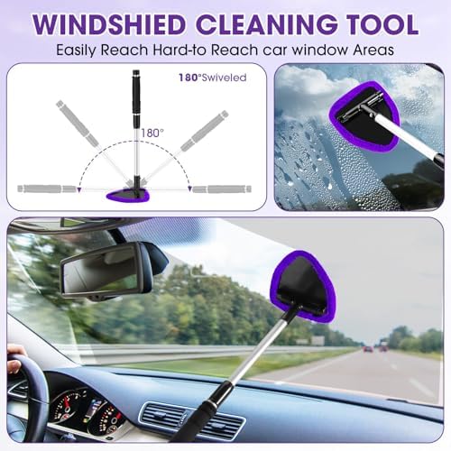 Purple Windshield Cleaner Tool, Car Interior Cleaning Kit - Image 4