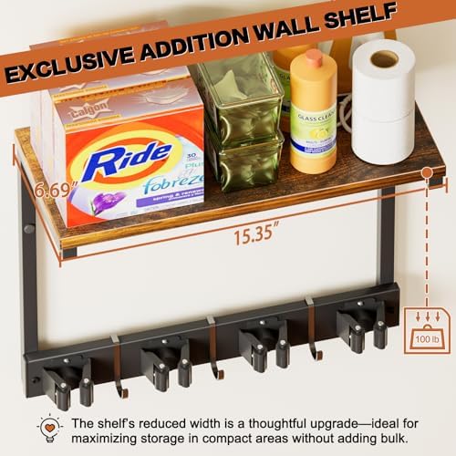 Broom Holder Wall Mount with Cleaning Supplies Organizer, Laundry Room - Image 4