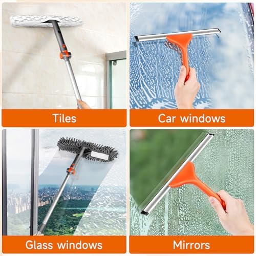 LEVELEVE 62" Extension Pole Window Squeegee Cleaning Kit, 2-in-1 Professional - Image 6