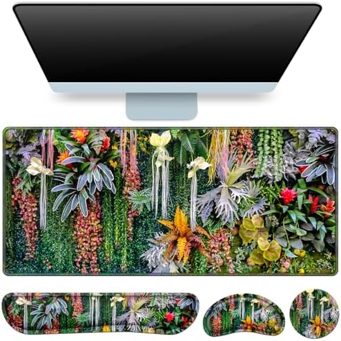 Desk Mat Floral, Large Gaming Mouse Pad by QOMOLAMA