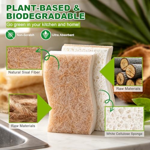 HOMEXCEL Kitchen Dish Sponges, 24 PK Non Scratch Natural Sponge - Image 2